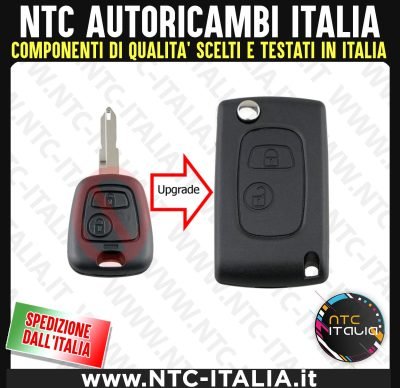 Guscio Chiave Conversione a scatto Peugeot 106 206 306 406 2003-2009 2 Tasti NE73
