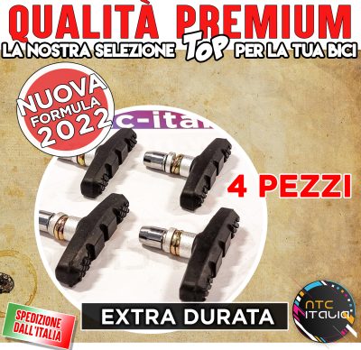 4x Pattini Freno Extra Durata Tacchetti V Zigrinati Gran Frenata Bicicletta Bici MTB City