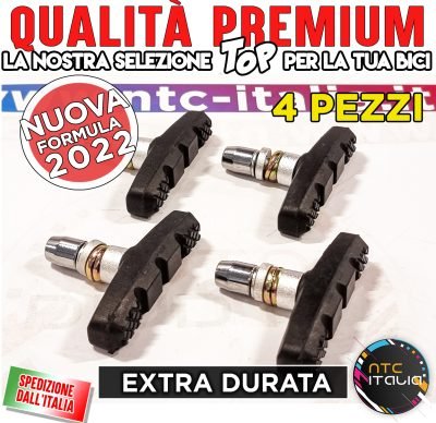 4 x Pattini Freno Extra Durata Tacchetti V Zigrinati 60mm Bicicletta Bici MTB City