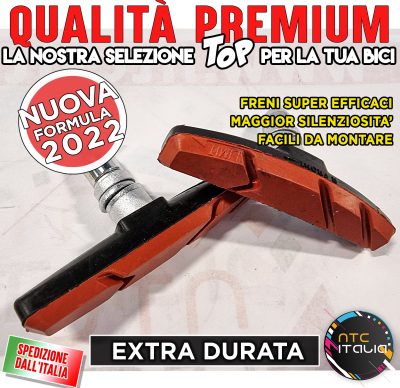 2x Pattini Freno Gomma Rinforzata Tacchetti RPRO-N7 per Bici MTB Bike