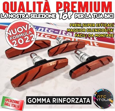 4x Pattini Freno Gomma Rinforzata Tacchetti RPRO-N7 per Bici MTB Bike