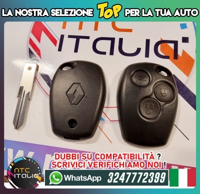 Guscio Chiave+Lama Renault Clio Modus Twingo Kangoo Trafic Master +Logo