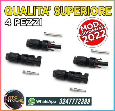 4PZ Connettori 30A 2 Coppie Maschio Femmina per Pannelli Solari Fotovoltaici