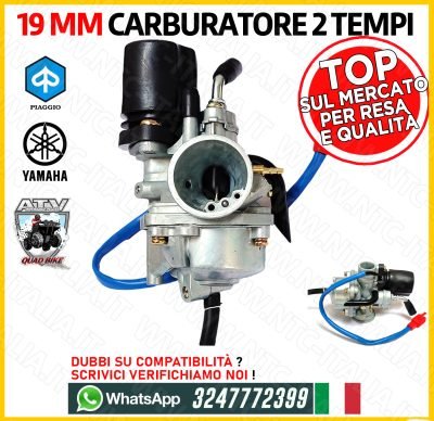 Carburatore +Starter 19 2T universale per Scooter 50cc 70 90 Piaggio Zip Yamaha