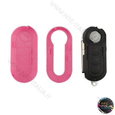 Cover Chiave Guscio per Fiat 500 Punto EVO Panda Bravo Rosa Pink 3 Tasti