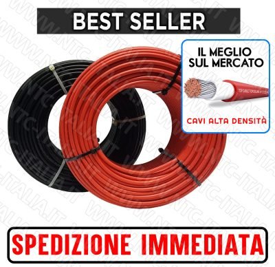 Cavo solare H1Z2Z2 6mm per fotovoltaico – 20 40 60 metri FG21 certificaz. TUV