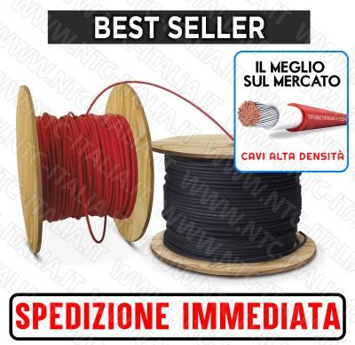 Coppia Cavo Solare H1Z2Z2 4mm Fotovoltaico 10metri (5m Rosso+5m Nero)