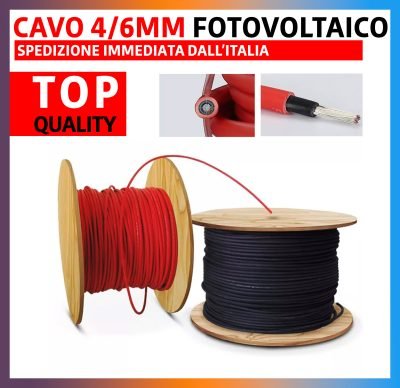 Cavo solare H1Z2Z2 4mm 6mm per fotovoltaico 5 10 20 metri FG21 TUV Alta QUALITà
