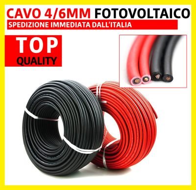 Cavo solare H1Z2Z2 4mm 6mm per fotovoltaico / 5 10 20 metri FG21 Alta Qualita’
