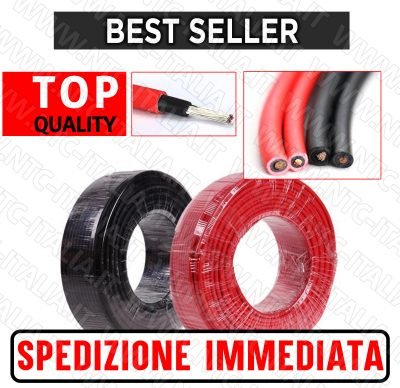 Coppia Cavo Solare H1Z2Z2 4mm per Fotovoltaico 10metri (5m rosso+5m nero)