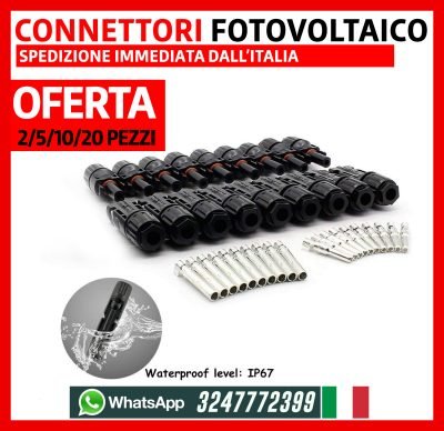 Set 2/5/10/20/50pz Connettori 30A Maschio Femmina per Pannelli Solari Fotovoltaici