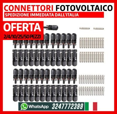 Lotto Connettori 30A Maschio Femmina per Pannelli Solari Fotovoltaico