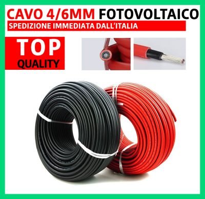 Coppia Cavi Solare H1Z2Z2 6mm per fotovoltaico 10metri (5m rosso+5m nero)