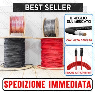 Coppia Cavo Solare H1Z2Z2 4mm per Fotovoltaico 10metri (5m rosso+5m nero)