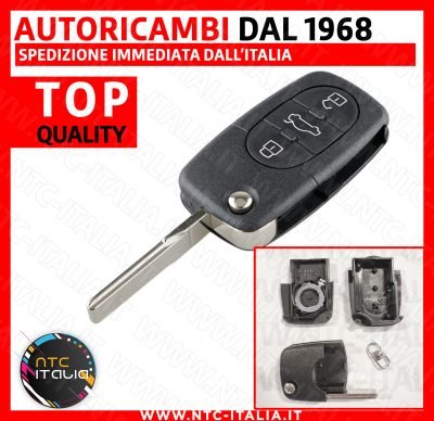 Chiave Cover Guscio 3 Tasti + Lama per A UD I – V W – S k oda Vano Batteria CR-2032