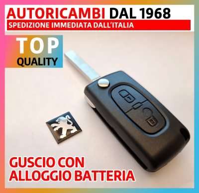 Guscio Chiave 2 Tasti Lama VA2 con alloggio batteria per Peugeot e Citroen
