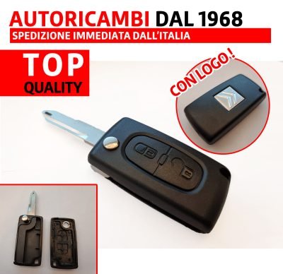 Guscio Chiave 2 Tasti CEo523 / Lama NE72 + Logo per Citroen Peugeot varie