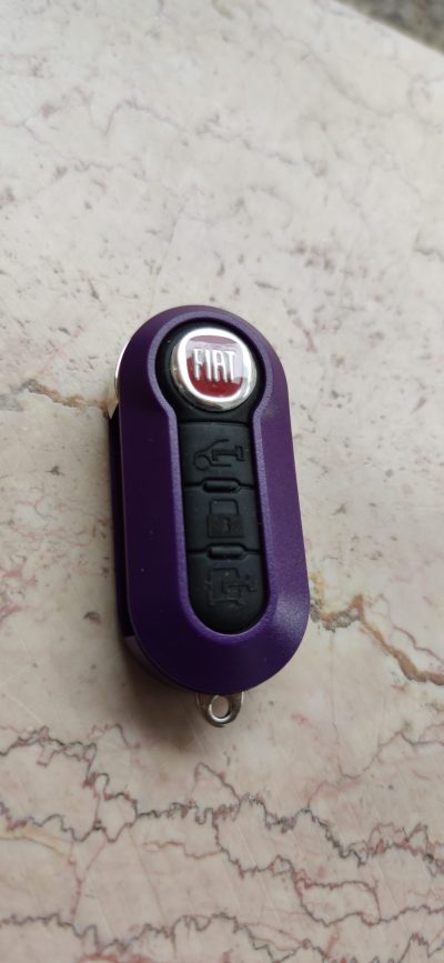 Guscio Chiave Fiat 500 500L Panda Punto Bravo Stilo Viola + Logo