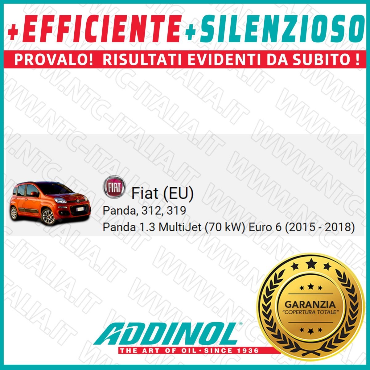 Olio Tagliando Specifico Fiat (EU) Panda, 312, 319 Panda 1.3 MultiJet (70 kW) Euro 6 (2015 – 2018) Addinol