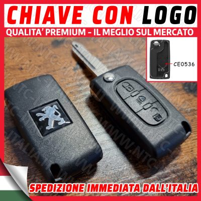 Guscio Chiave 3 Tasti LamaNE72 Universale Citroen e Peugeot con vano batteria+Logo