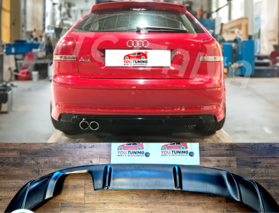 Audi A3 8P 2005-2008 (3-porte) Diffusore Sotto Paraurti Posteriore Doppio Scarico