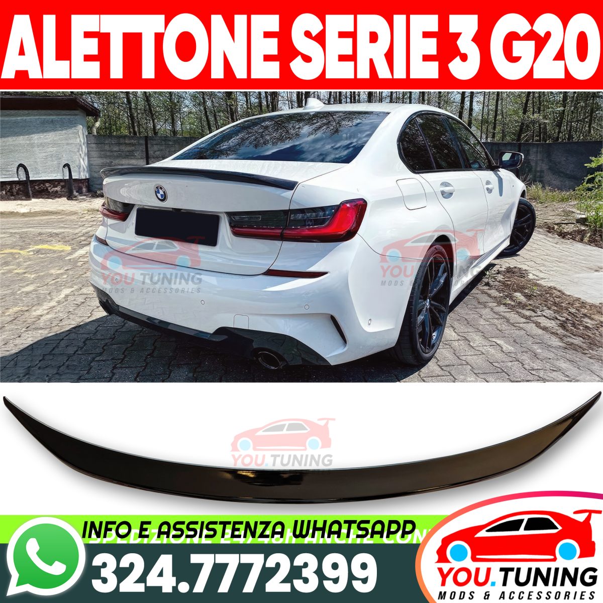 Alettone Spoiler Posteriore BMW Serie 3 G20 Sportivo M Pack