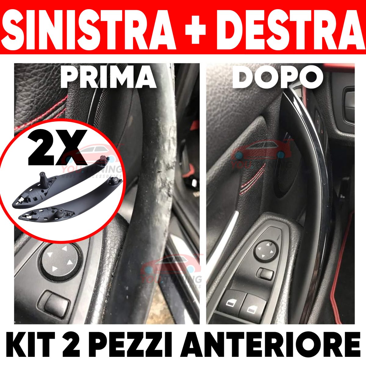 Kit 2 Maniglie Anteriori Sinistra+Destra per BMW Serie 3 F30 F31 F34 F80 M3 GT