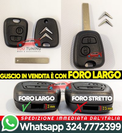 😍 Guscio 2 Tasti + Chiave + Batteria Citroen C1 C2 C3 Aygo ✅Lama Larga