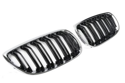 A BMW Serie 3 E92 E93 06-10 Griglia Doppia Barra Cromata Nera