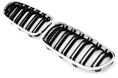 BMW Serie 5 F10 F11 Griglia del Radiatore Doppia Striscia Cromata Nera