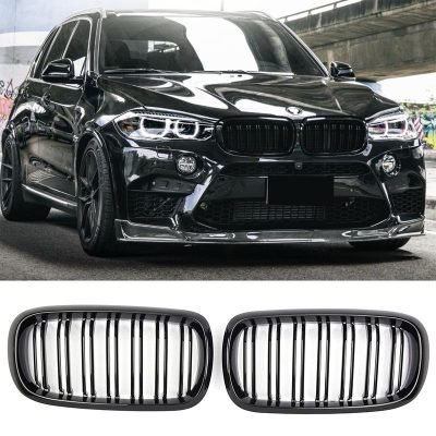 A BMW X5 X6 F15 F16 Sport Griglia del Radiatore Doppia Staffa Nero Lucido
