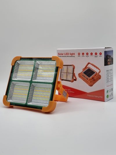 Faro 100W LED Pannello Solare Ricaricabile 17x15cm 5 Modalita’luce Calda/Fredda