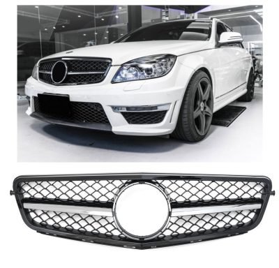 Griglia sportiva per Mercedes W204 S204 C cromo nero C63 AMG Look