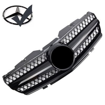 Griglia sportiva per Mercedes R230 SL 2001-2006 nero lucido AMG Look