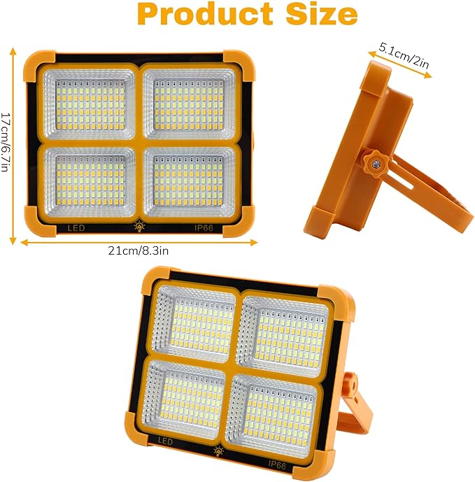 Faro LED ricaricabile 200W Portatile 21x17cm 5 Modalita’luce Fredda/Calda/Miste