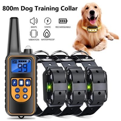Kit 3 Collari +Telecomando 800m per Addestramento Cani Scossa Elettrica LCD