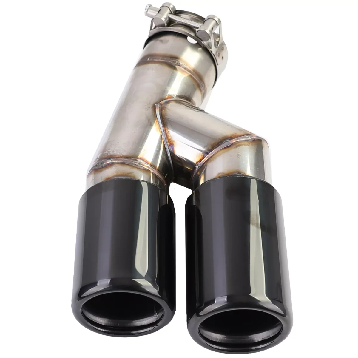 Terminale scarico doppio tubo nero lucido, per BMW Serie 3 F30 F31 316 318 320
