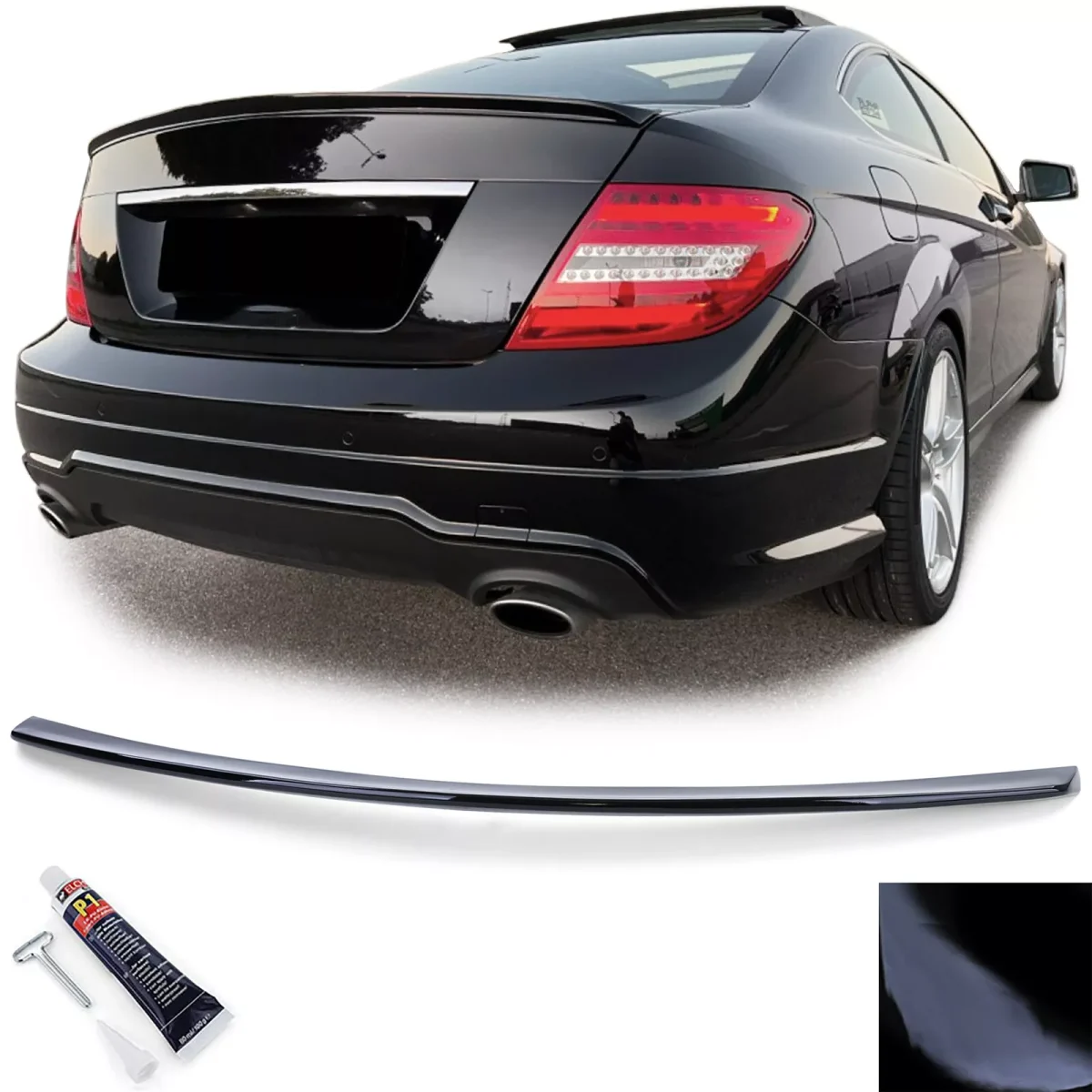 Spoiler posteriore labbro Nero, per Mercedes Classe C C204 Coupè 11-14