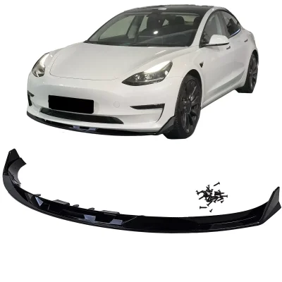 Spoiler anteriore prestazioni labbro nero lucido, per Tesla Model 3 dal 2018