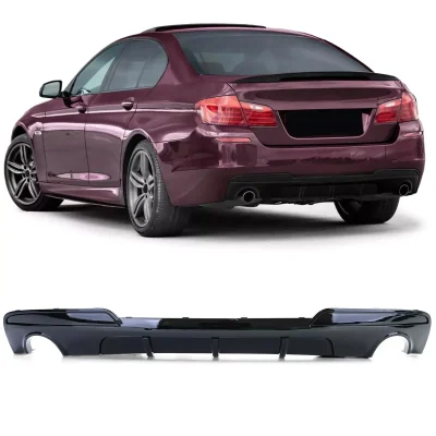 Diffusore Posteriore Nero Lucido/Opaco per BMW Serie 5 F10 F11 520 525 528 530 – Doppio Scarico Sinistra+Destra