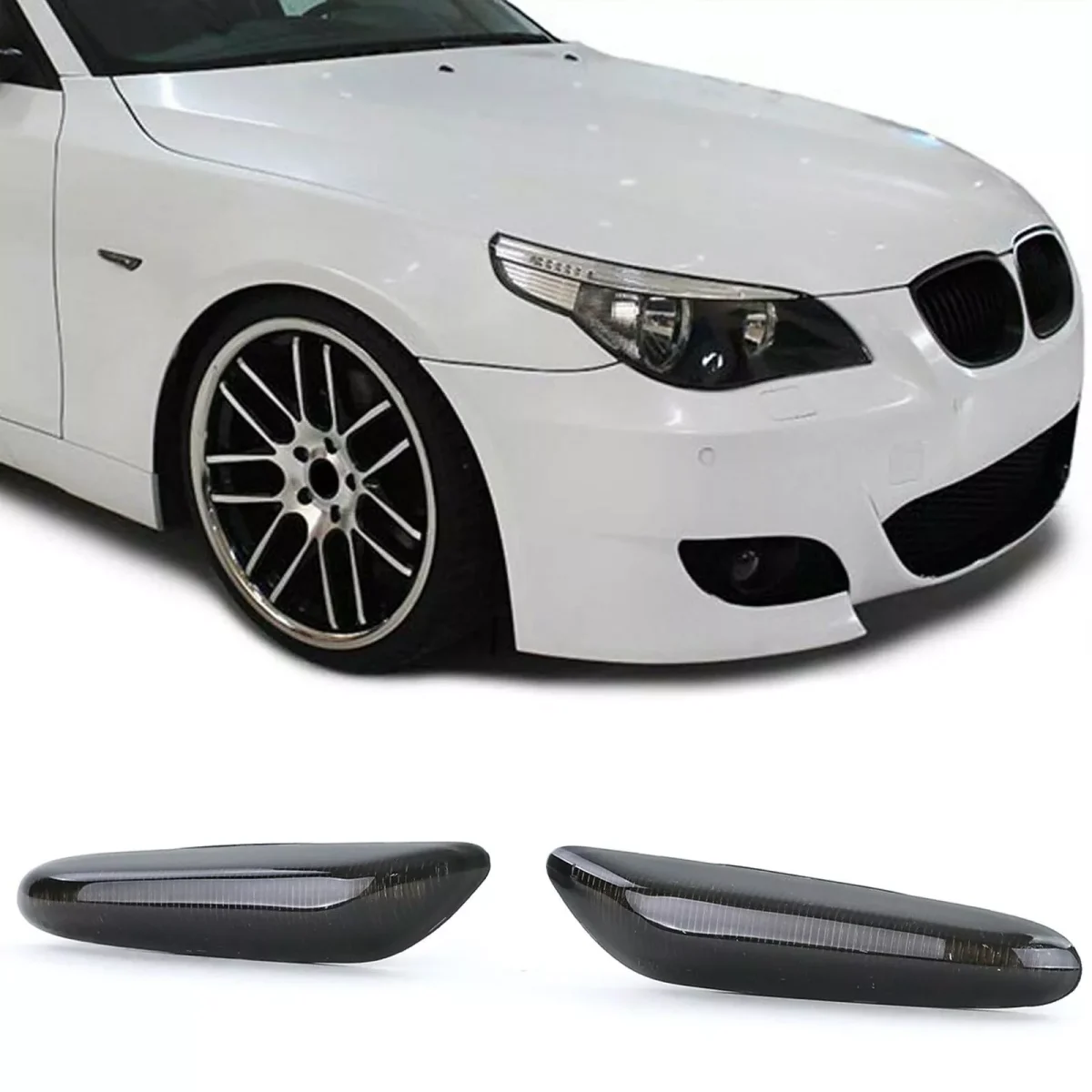 Frecce laterali LED nere fumè adatte, per BMW Serie 5 E60 E61 X1 E84 X3 E83