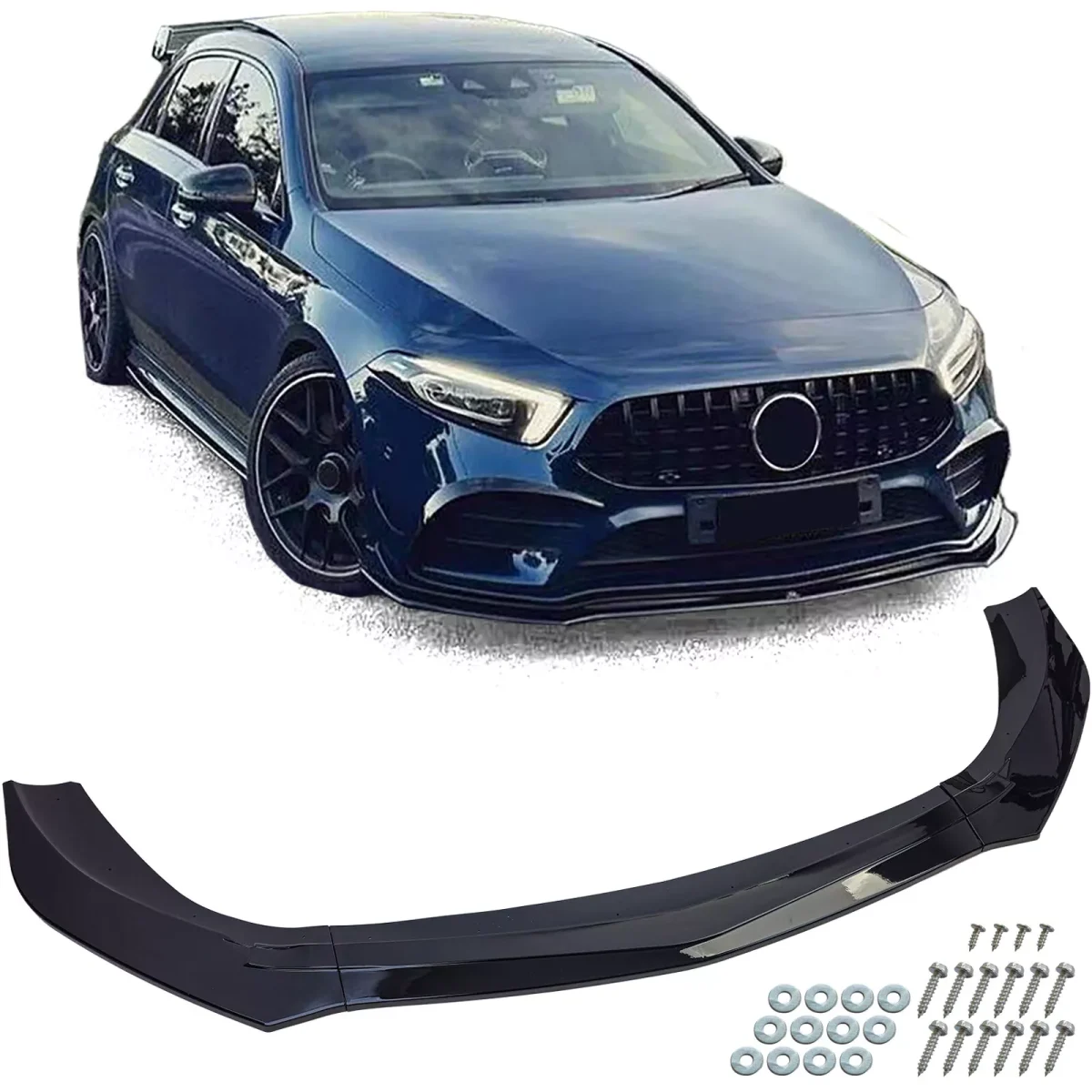 Lama Anteriore sportivo nero lucido, per Mercedes A W177 V177 dal 2018