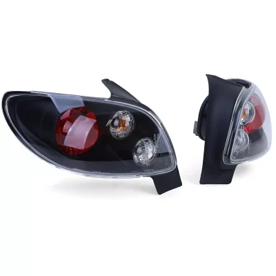 Fanali posteriori trasparenti nero, per Peugeot 206 3+5 porte 98-09