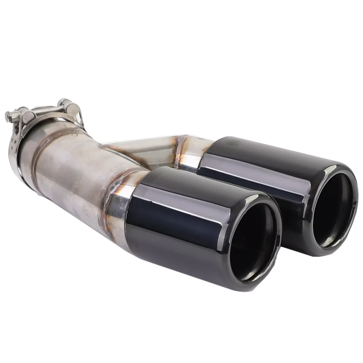 Terminale scarico doppio tubo nero lucido, per BMW Serie 3 F30 F31 316 318 320
