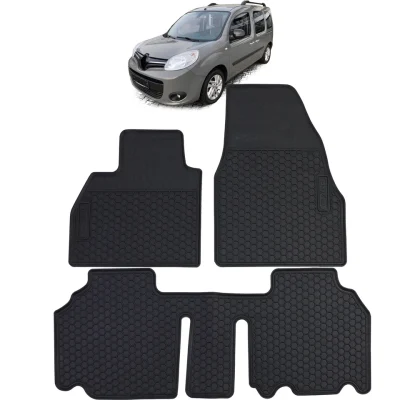 Tappetini auto in gomma neri set premium, per Renault Kangoo II 2008-2022