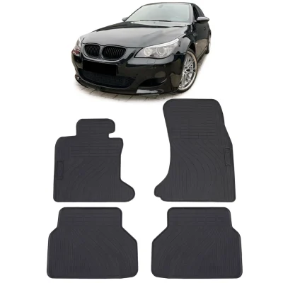 Tappetini auto in gomma neri set premium adatti, per BMW Serie 5 E60 E61 03-10