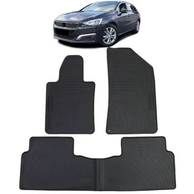 Tappetini auto in gomma neri set premium, per Peugeot 508 I 10-18