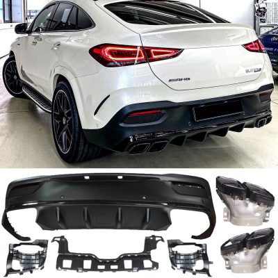 Diffusore + Terminali di Scarico 2X2 (Nero) per Mercedes C167 GLE Coupe