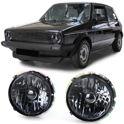 Fari Vetro Trasparente Set Nero Fumé per Volkswagen Golf 1 + Cabrio 1974-1993