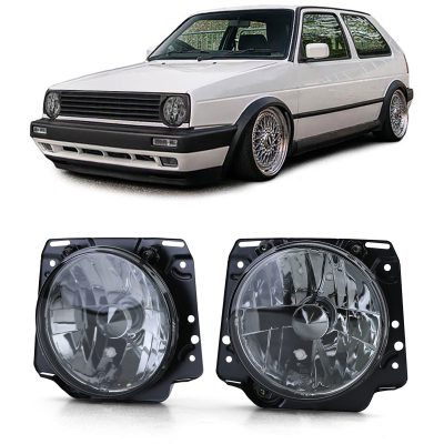 Fari Vetro Trasparente Neri Fumé H4 per Volkswagen Golf 2 (1983-1991) - 1 Paio